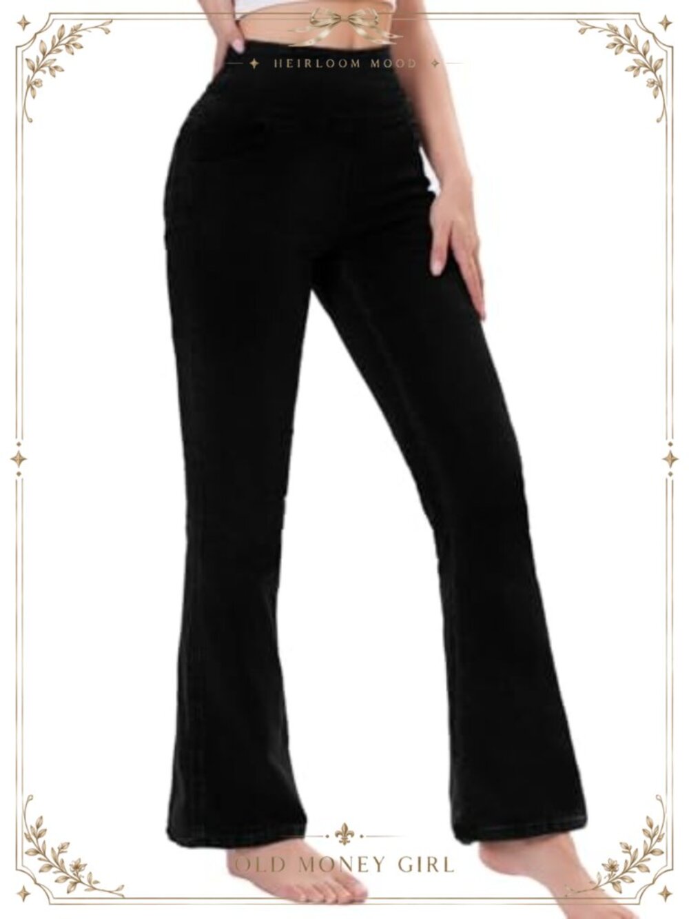Pull On Flare Jeans High Waisted Stretchy Tummy Control Boot Cut